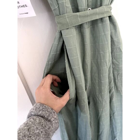 NWT HarperSage Harper Terra Jumpsuit Green Flutter Sleeve Tie Waist Size Large - Picture 7 of 14